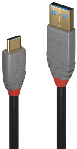 Lindy 1m USB C to USB A 3.2 Gen 2 Cable, 10Gbps, 100W 5A, PD, Fast Charging Data Cord for USB C, External SSD, MacBook Pro, iPad, iPhone 15