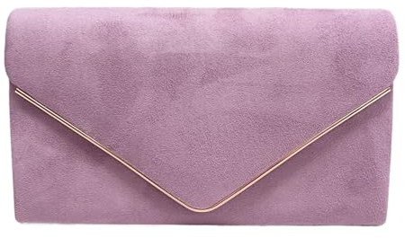 LeahWard Women's Clutch Bag Wedding Evening Handbags Suede Night Out Purse 1616 (Lilac)