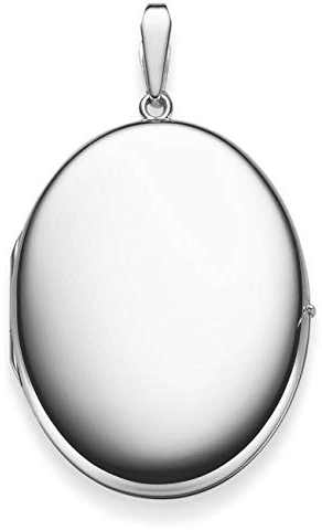 Medaillon Anhänger zum Öffnen aus 585 Gold Weißgold 41x31mm oval schlicht Gravur