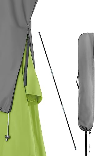 4smile Sonnenschirm Schutzhülle, Anthrazit - Schutzhülle Sonnenschirm Ø 300 cm / 250 x 150 cm - Polyester Sonnenschirmhülle, robuste Schirmhülle, Schirmabdeckung mit Stab, Reißverschluss