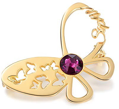 Albertband Personalisierte Name Schmetterling Brosche Pins für Frauen Graviert 1 Name und Geburtsstein Pin Broschen Rede Meetings Party Brosche in Gold/Roségold/Silber (#style 2)