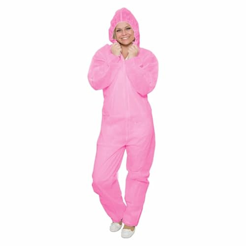 BICAP 10 x Einweg Overall | Maleroverall Schutzanzug für leichte Malerarbeiten, Lackierarbeiten, Reinigungsarbeiten | Maleranzug Schutzkleidung Lackieranzug Einweganzug Overall mit Kapuze (Rosa, S)
