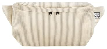 PP-Berlin Bauchtasche Cord Beige, Eckig Groß | Handgefertigt in Berlin, 100 % recycelt, vegan, 3 Fächer, verstellbarer Gurt