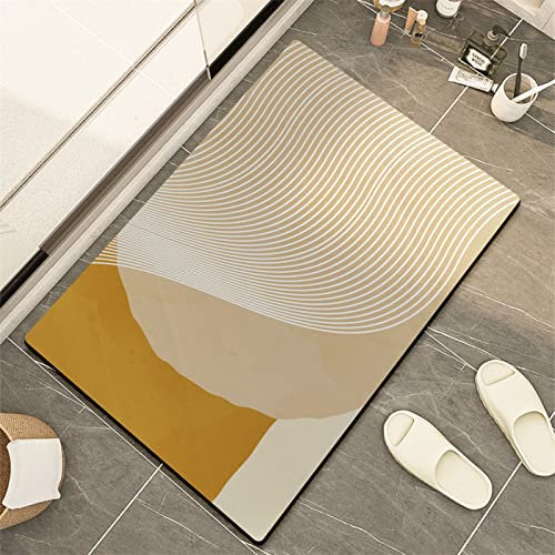 Badezimmerteppich, Badematte Rutschfest, 120x160cm Bad Teppich LäUfer, Duschmatte, Badteppich Badvorleger Rutschfest Waschbar, Antirutschmatte Dusche, Teppich Badezimmer, Bathroom Bath Mat, Gelb