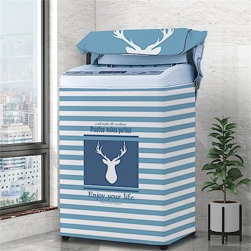 Odot Funda Lavadora de Carga Superior Funda, Lavadora Exterior Impermeable Protectora con Cremallera para Lavadora Cubierta y Secadora de Carga Superior (XS,cuernos rayados)