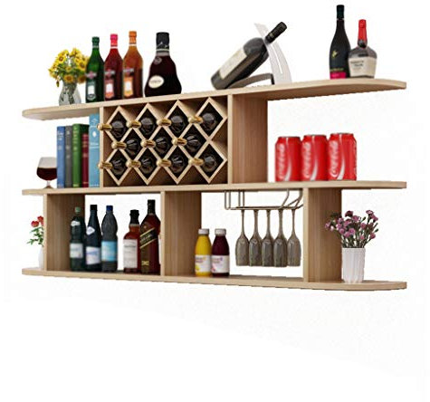 SOVORM Weinregal, freistehender Schrank, Weinhalter, Aufbewahrungsständer, große Kapazität, Regale, Aufbewahrungsständer für Bar, hängender Weinschrank, Holzgitter, runder Weinkühler, Weinkeller,