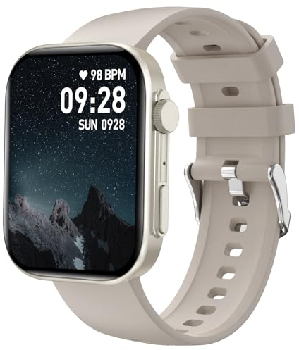 Bebinca Montre Connectée 2,01'' Bluetooth pour Smartwatch Hommes et Femmes, 123 Modes Sportifs, Cardiofréquencemètre, Étanche IP68, Montre Bracelet Connectée pour Android iOS（Or Champagne）
