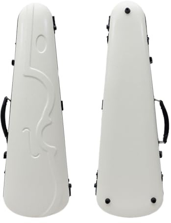 WUQIMUSC Étui de transport pour violon 4/4 avec coque rigide étanche et surface texturée, blanc, #White, Sangle arrière