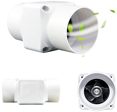 Rohrventilator 50mm/2 Zoll Klein Abluftventilator Kanalventilator 6W rohrlüfter lüfter bad Mischdurchfluss Rohrlüfter Abluft Zuluft Rohrlüfter Leiser Betrieb für Belüftung im Bad Küche WC (White)