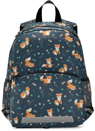 Mnsruu Kleinkind-Rucksack, niedlicher kleiner Fuchs, Schmetterling, Blumen, Kinderzimmertasche für Jungen und Mädchen, Vorschule, Kindergarten, Büchertasche, Reisetasche, Kindertagesstätte mit