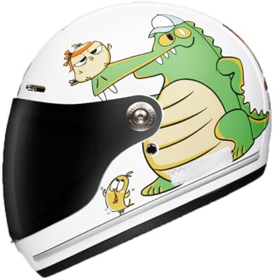 Kids Cute Cartoon Style Full Face Helmet, DOT Certified 4-12 Years Old Boys Girls Motorcycle Four Seasons Helmet, Youth Four-Wheel MTB Kart Bike Racing Electric Scooter Sports Helmet-C/3||46-52CM
