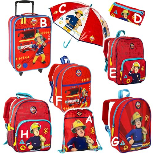 alles-meine.de GmbH Feuerwehrmann Sam - Verschiedene Artikel wählbar - Kleiner - Kinder Rucksack - Tasche - wasserfest & beschichtet - Kinderrucksack - 2 Fächer - groß Kind - Jun..