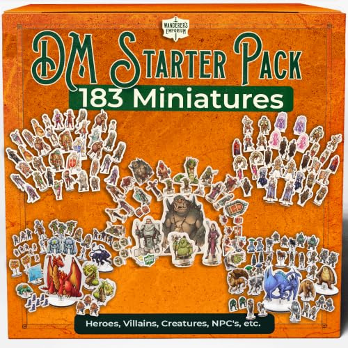 Wanderers Emporium 183 DND Miniatures with Bases | 28mm - 32mm Scale Dungeons and Dragons Starter Set 5e, Flat Standee (DM Starter)