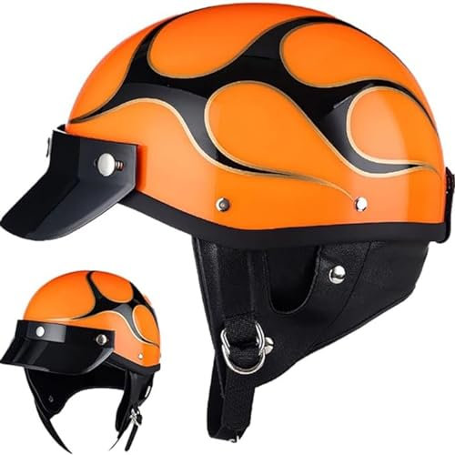 Vintage Deutscher Halbhelme Motorradhelm Halbschalenhelm ECE Zulassung Retro Jethelm Fahrradhelm Scooter Moped Offenem Helm Für Herren Damen B,M57-58CM
