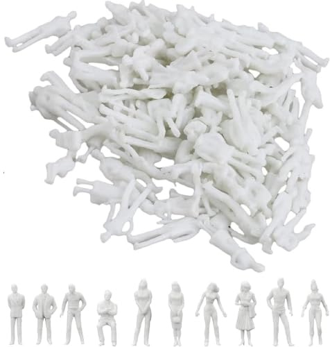 Kiuiom Non Verniciato Figure di Persone,1: 100 Modellini di Persone,Architettonico Persone Figurine 100PC Personaggi in Miniatura Model Figure di Persone Non Dipinte per Scene Treno in Miniatura