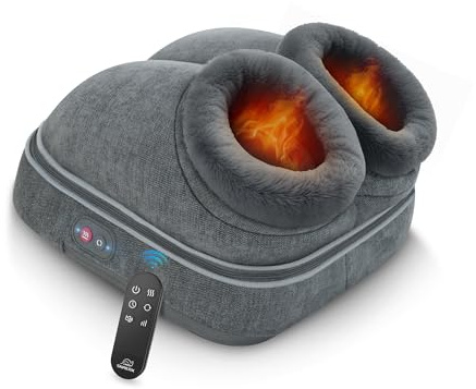 Snailax Masajeador de pies con calor, masajeador de espalda Shiatsu profundo con control remoto, calentador de pies con 2 ajustes de temperatura, cubierta de bala desmontable, uso en la oficina en