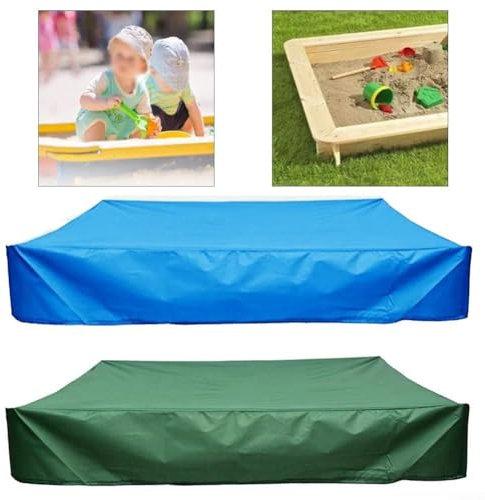 Sandkastenabdeckung, faltbar, wasserdicht, staubdicht, quadratisch, Poolabdeckung mit Kordelzug für Sandkasten, Spielzeug und Möbel, Sandkastenabdeckung (grün, 120 x 120 x 20 cm)