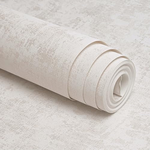 Beswitory Industrial Textured Concrete Effect Beige Wallpaper Decorative Luxury Wall Paper with Distressed Pattern, Textured Finish & Metallic Detailing for Living Room, Bedroom, Fireplace