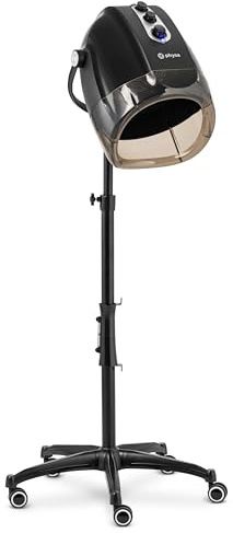 physa Secador de Pelo con Función Iónica y Soporte 1000 W Negro Temperatura hasta 70 °C Secadora de casco para cabello Secador de peluquería profesional