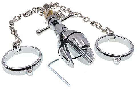 Knechtschaftshandschellen Mit Geketteten Metall -Buttplugs, Luxuriöser Edelstahl -Asslock -Butplugs Mit Schlöss(S)