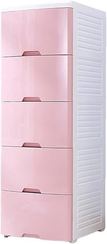 CONGRUI Aufbewahrungskörbe, Aufbewahrungsschrank, Kunststoff, Schublade, mehrlagig, für Zuhause, Kinderschrank (Rosa, 4 Ebenen)