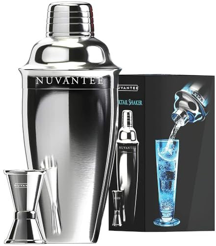 Cocktailshaker Set - Premium Bar Kit mit kostenlosem Messbecher - Cocktailrezepte Broschüre - 0,7L Professioneller Edelstahl Cocktail Shaker - Martinishaker, Mixer mit Sieb