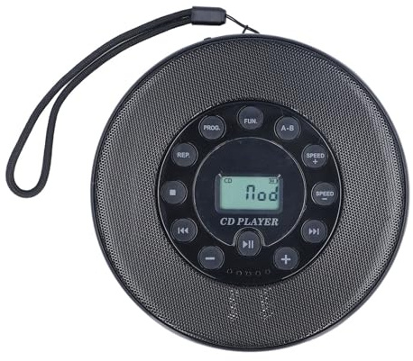 Lettore CD portatile da 2000 mAh con altoparlante, supporta la registrazione e la funzione anti salto per auto, compatibilità MP3, lettore CD portatile con porta USB, altoparlante (nero)