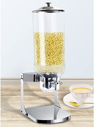 IUokLU Dispensador de Alimentos Secos de Acero Inoxidable de un Solo Control autoservicio rellenable para Frutos Secos legumbres Dulces para la Cocina o la，Plata-7L