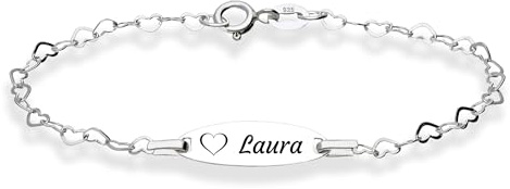 LaraZeidler Berlin Damen Armband personalisiert 925 Silber - Silberarmband mit Gravur - personalisierter Schmuck- Namensarmband-Wunschgravur