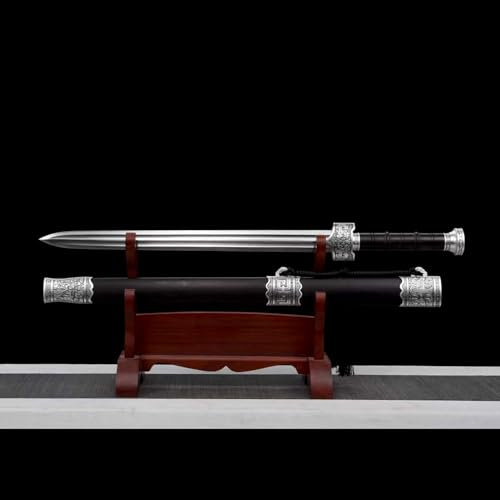 Chinesisches Schwert,Traditioneller Schmiedeprozess,Klinge aus Manganstahl,Scheide aus Natürlichem Ebenholz,Handgefertigtes Gerades Schwert zum Sammeln,Rollenspiel,Heimdekoration,Geschenk,Ausstellung