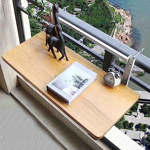 Table d'appoint pliante d'extérieur réglable en hauteur avec balustrade en bois Demi-table à suspendre balcon terrasse ou mur extensible de 60 à 120 cm