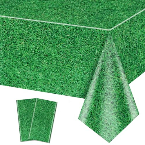 QUERICKY Lot de 2 nappes en Herbe Verte, 220x130 cm, Motif Herbe, Nappe de Table sur Le thème du Sport, Fournitures de fêtes à thème Sportif, décorations d'événements Sportifs