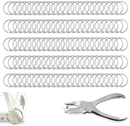 Buchringe Set, Heftringe, 120 Stück Binderinge, Binder Ringe, Buchringe Mit Lochzange, Ring Binder, Karteikarten Ringe Ringbindung Silber Buchring Für Loseblatt Scrapbook Album Buch Binden DIY 15mm
