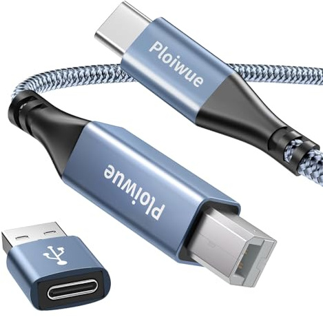 USB B to USB C printer cable 4.5 M equipped with USB A to USB C female adapter, suitable for HP/Epson/Cano printers and scanners with compatible with MacBook Pro iMac XPS Acer ASUS laptop