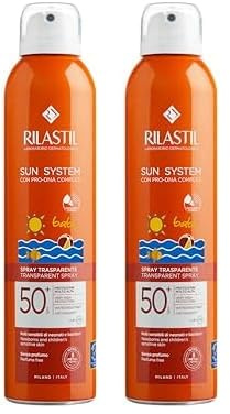 Rilastil Sun System Baby Transparent Spray SPF50+, Spray Corpo Bambini Trasparente, Previene Scottature, Macchie ed Eritemi, Pelli Delicate, Resistente all' Acqua, Senza Profumo, 200ml