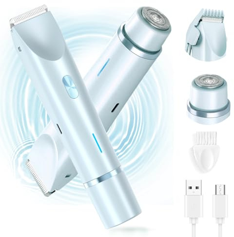 Afeitadora eléctrica 2 en 1 para mujer, 2025, 2 en 1, de doble cabeza, impermeable, húmeda y seca, recortadora eléctrica de doble cabeza para mujer (azul)