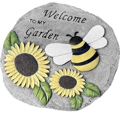 Pierre Pas Japonerie Décorative Jardin Abeille Tournesol en Résine 1 Pièce