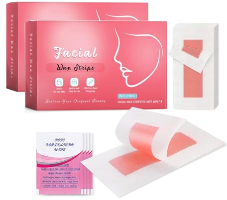 Wachsstreifen Haarentfernung, Kaltwachsstreifen Gesicht, Haarentfernung für das Gesicht, Wax Strips Set, Lippen & Augenbrauen Kaltwachs Enthaarung Streifen fürs FrauenGesicht, für Sensible Haut (2)