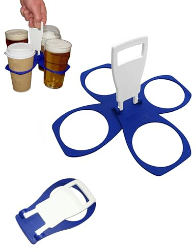 TPZORJX Faltbarer Becherhalter,getränkehalter，getränketräger，becherhalter, stadion becherhalter, Stabil,Wiederverwendbar im Taschenformat für Softdrinks, Bierbecher, Festival,Sport Fans（Blau）