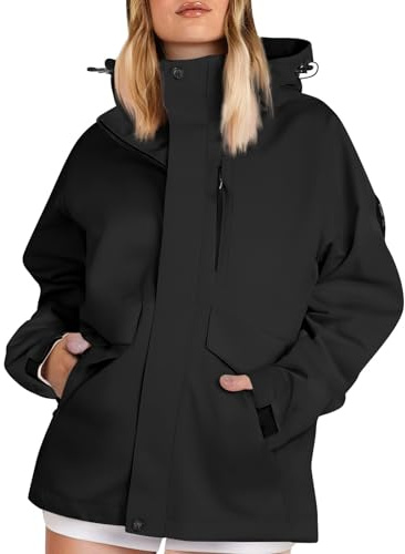 Generico Giacca con Cappuccio Donna Imbottita Spolverino Lungo Pantaloni Scuba Mantelle Giacca da Montagna Tascabile Giubbotto Donna Leggero Autunno Bicicletta Impermeabile Trench XL