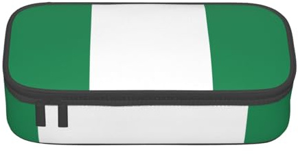 Cxzmnba Federmäppchen mit Flagge von Nigeria, für Jungen und Mädchen, Schulanfang, Schülerbedarf, Federmäppchen, Schwarz , Einheitsgröße, Taschen-Organizer