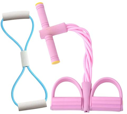 Bauchtrainer, Figur 8-Widerstandsband mit Griffen, Sit-Up Trainingsgeräte Bodybuilding Expander Ganzkörpertrainer, 6 Tubes Elastische Zugseil Multifunktions-Leg-Exerciser für Finess