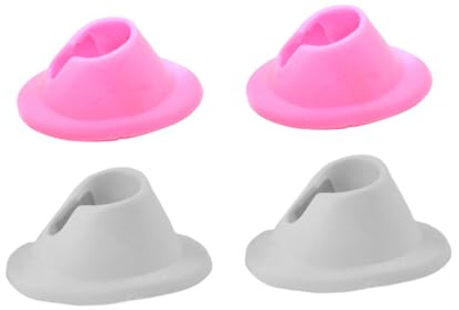 Base de Flacon de Vernis à Ongles 4 Pcs en Silicium, Support Pratique | Rose et Blanc, Léger pour Usage Maison, Lot de Quatre Pièces pour Artiste de Nail Art