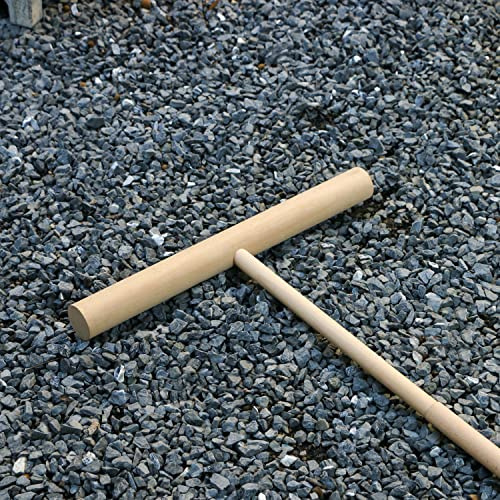 Herramienta grande para alisar el jardín zen – Rastrillo de jardín japonés grande en forma de T para exteriores, 48 pulgadas con mango de piedra, arena, grava, jardín, herramienta de borrador de