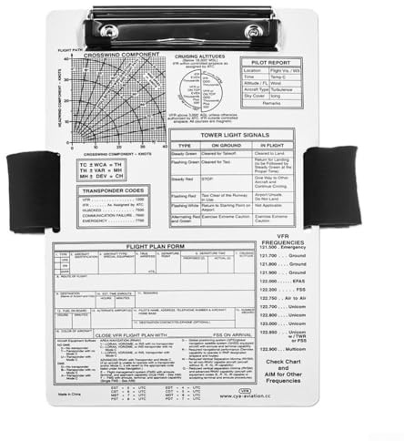 HanOaki Ensemble de genouillères d'aviation pour pilotes, genouillère de vol IFR VFR en aluminium avec bande réglable, planche d'enregistrement de données de vol de 24,1 x 16,5 cm (IFR+A)