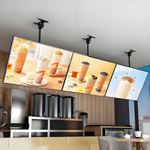 Pannello luminoso a LED con menu montato a parete, pannello luminoso con cornice a scatto sottile 3D, cartellone pubblicitario per ristorante, caffetteria, negozio di bevande, con asta telescopica 6