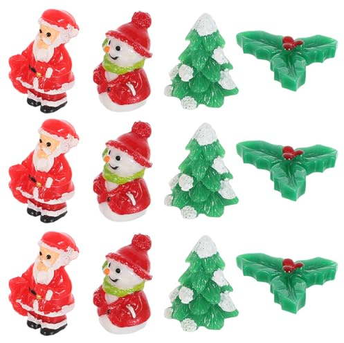 SHINEOFI 20pezzi Mini Decorazioni Natalizie in Resina Ornamenti Artistici Pupazzo di Neve Statuette Festive in Miniatura Figure Decorative per Scene di Festa Accenti Festivi in Resina