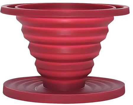 Yuannee Faltbarer Kaffee Tropfer,Faltbarer Kaffee Tropfer Rot Wiederverwendbarer Silikon Kaffee Filter Camping Kaffeefilter Zusammenklappbarer Kaffeefilterhalter Tassenfilter für Zuhause Reisen Büro