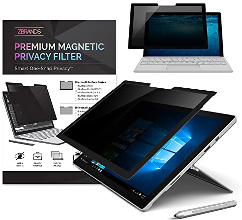 ZBRANDS // Blickschutzfilter für Microsoft Surface Pro 7/6 / 5/4 - Magnetische Sichtschutzfolie - Glas Blickschutzfolie mit 1-Clip-System - Reduzierte Reflektionen - Einfach anzubringen