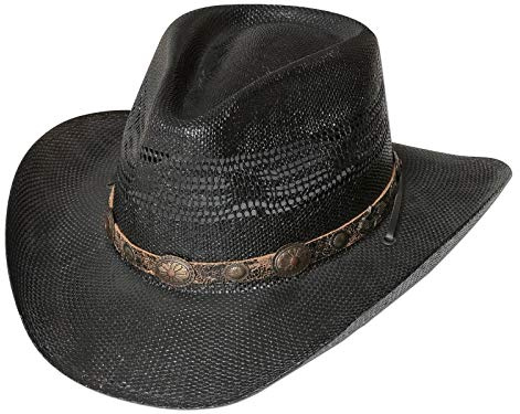 STARS & STRIPES Strohhut Sonnenhut Westernhut Beach Damen Herren Outdoor Partyhut »Fresno« Schwarz Gr.L
